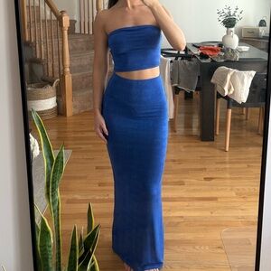 Royal Blue Maxi Tube Skirt Set